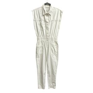 ANTHROPOLOGIE PISTOLA Sz Small Rosie Botton Front Smocked Waist Overall Jumpsuit